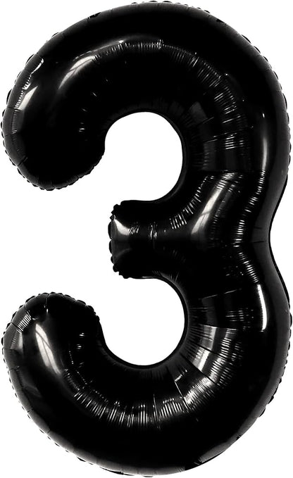 35" Number Black Foil Helium Balloons (35").  1 to 9