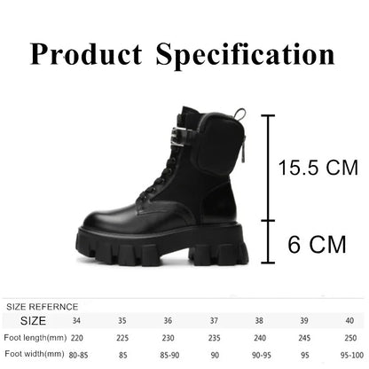 Black Chunky Combat Boot Women Boots