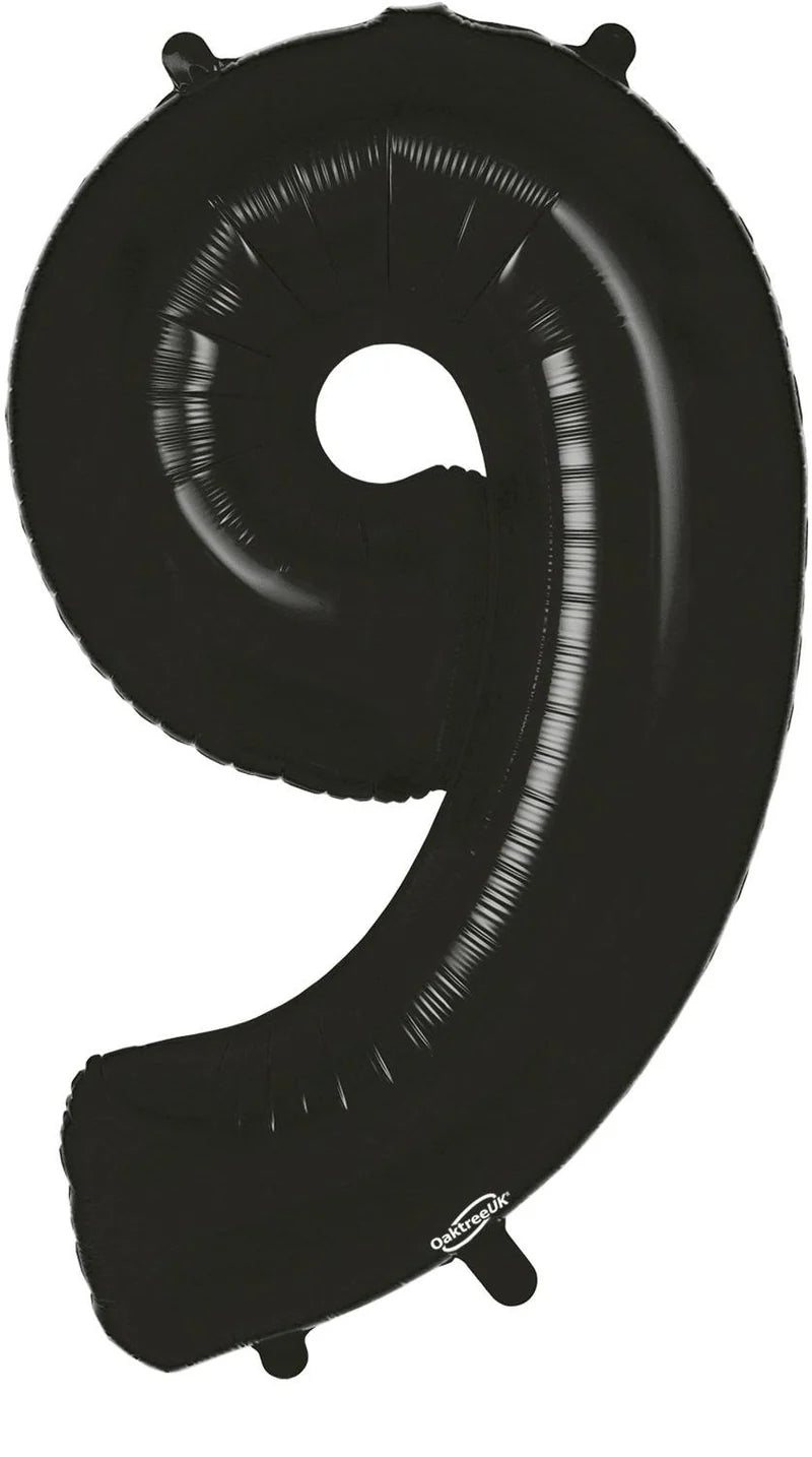 35" Number Black Foil Helium Balloons (35").  1 to 9