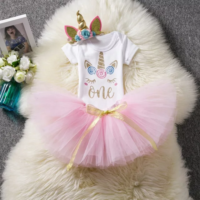 Unicorn Vibrant First Birthday Girls Outfit