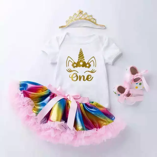 Unicorn First Birthday Girls Outfit One #2