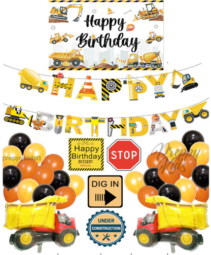Backdrop &amp; Construction Party Decoration Package