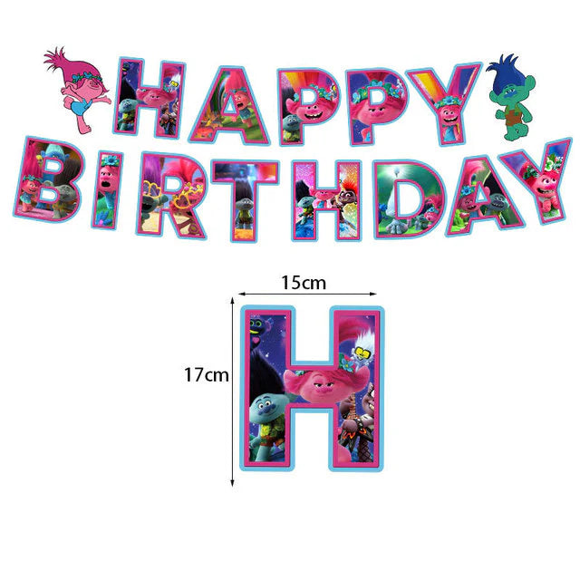 Trolls Happy Birthday Banner