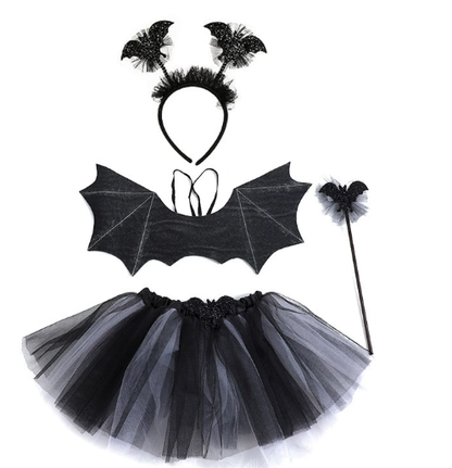 Kids Halloween Bat Tutu Skirt 4PC Outfit