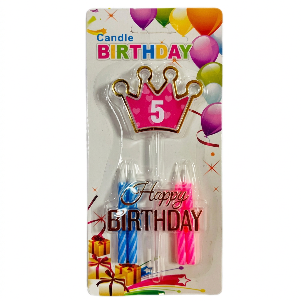 Pink Crown 5th Birthday Candle