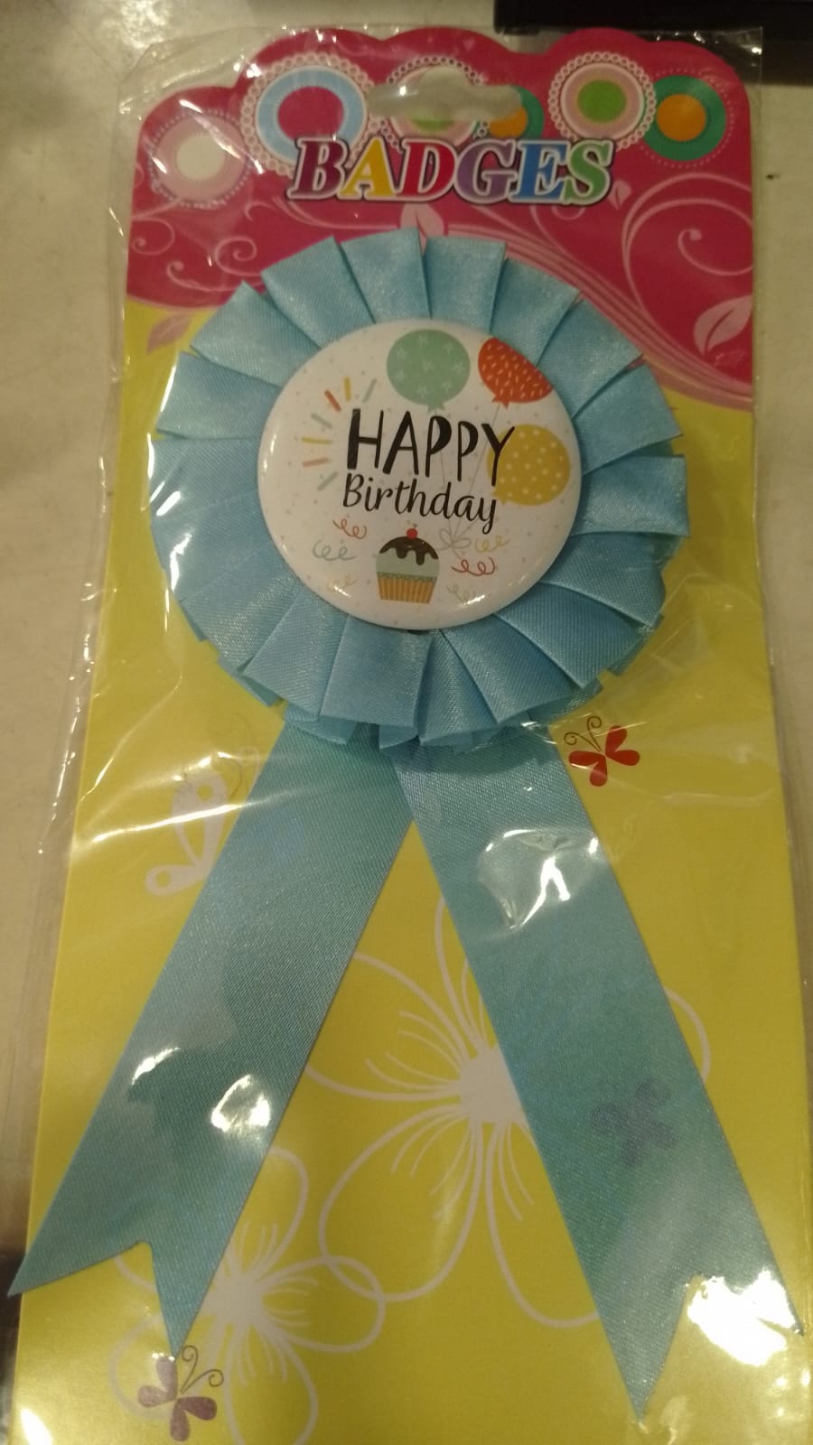 light blue happy birthday badge