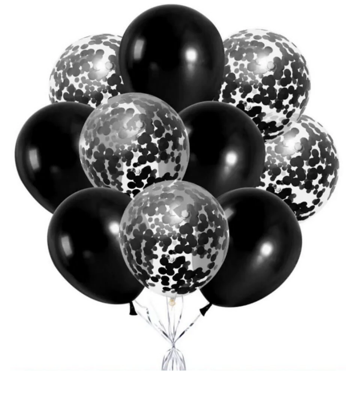 10 PC Black Confetti Balloon
