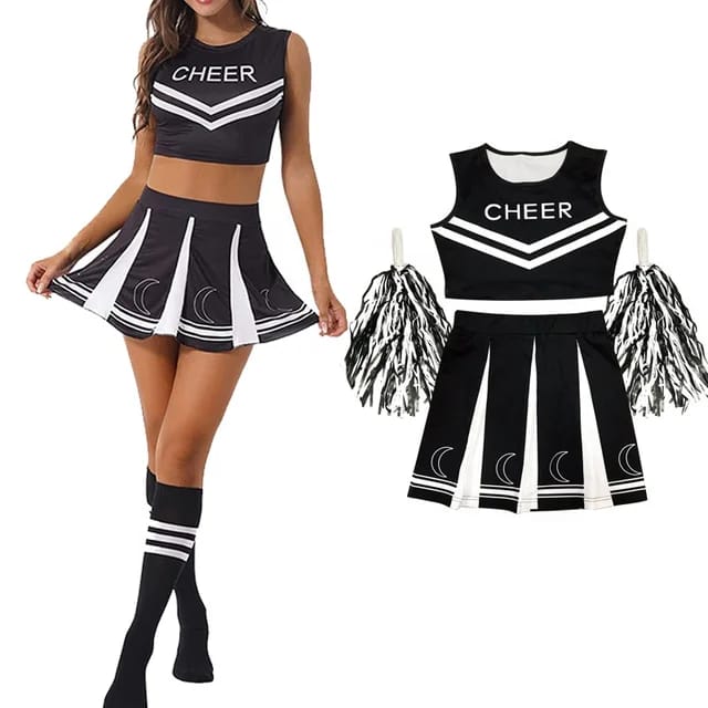 Black and White Cheerleader Halloween Costume