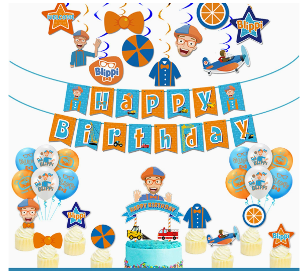 Blippi Party Decorations Package With Backdrop