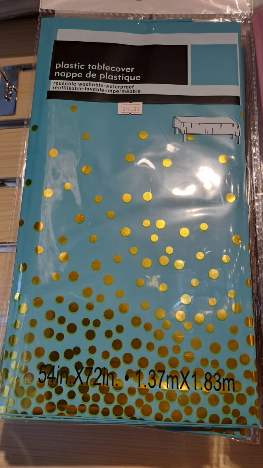 Tablecloth Metallic Blue with gold dots - Preppy Kids (Grand Bazaar)