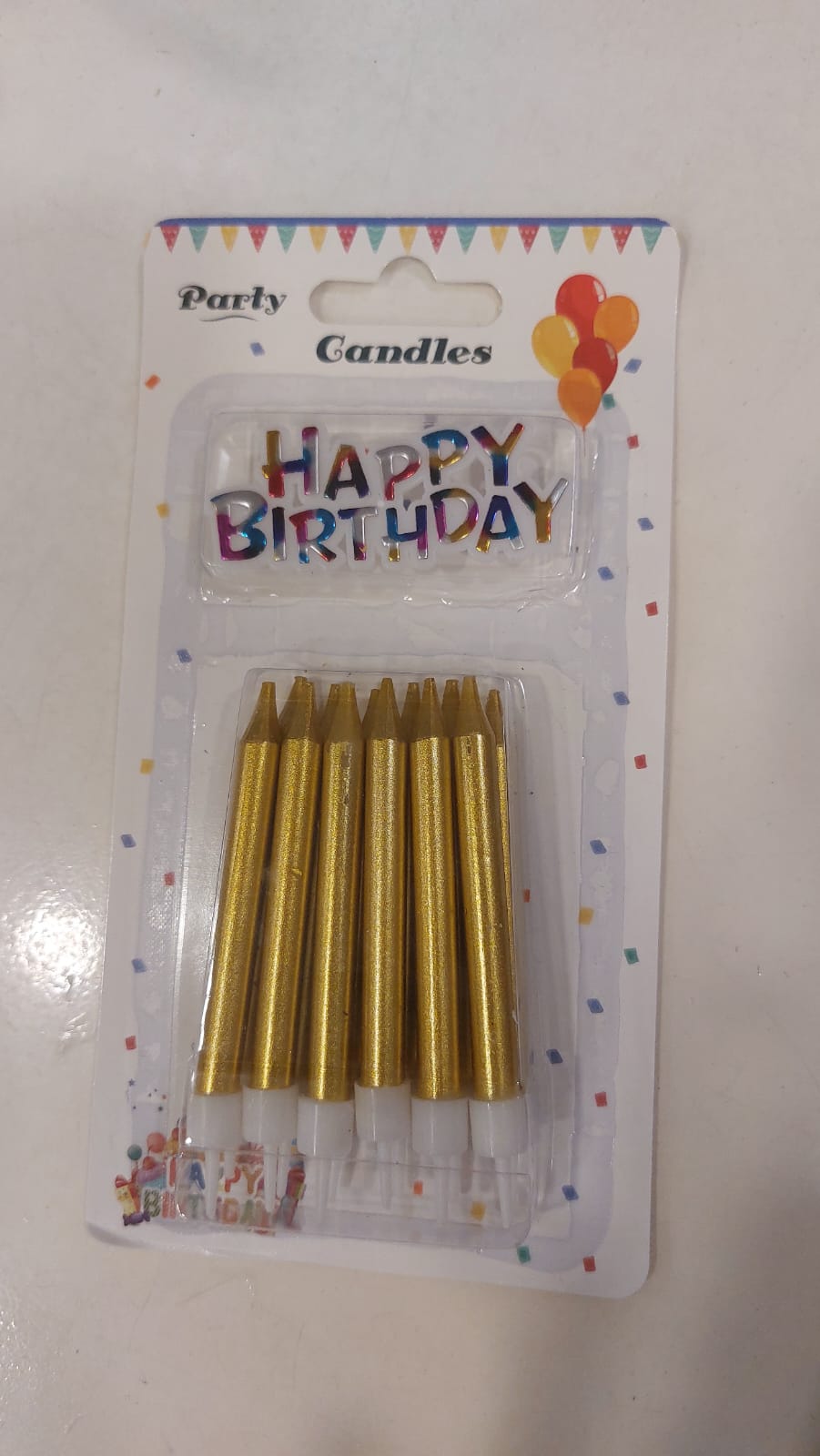 12pc gold candles Happy Birthday