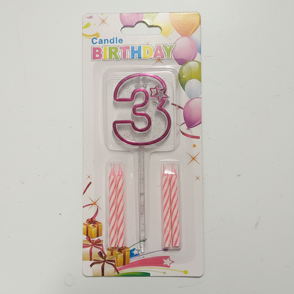 Pink Acrylic Candle 0 to 9 (ACR)