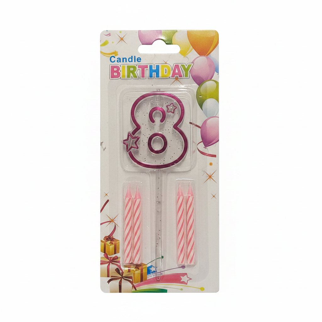Pink Acrylic Candle 0 to 9 (ACR)