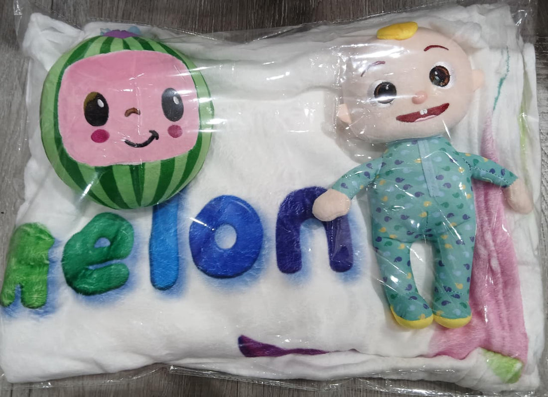 Cocomelon JJ Plush Blanket with non- musical plush toys