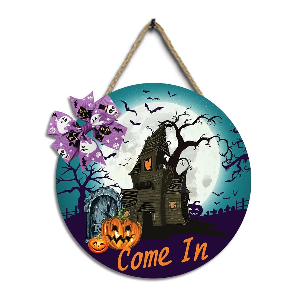 Halloween circular wooden Hanging Signs