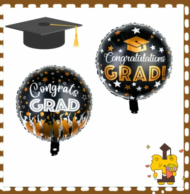 Congrats Graduation Grad Foil Balloon 18inch (Double sided print) - Preppy Kids (Grand Bazaar)
