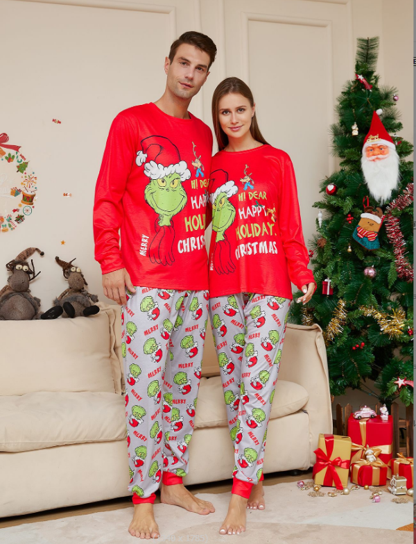 Grinch Happy Holidays Christmas Pajamas Kids and Adults Pyjamas Preppy Kids Grand Bazaar