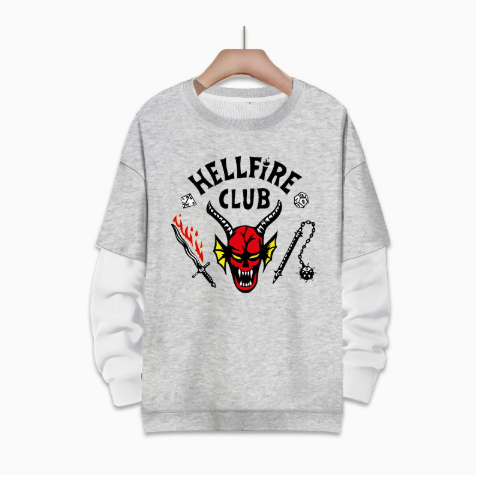 Stranger Things Grey HellFire Club Long Sleeve Sweater