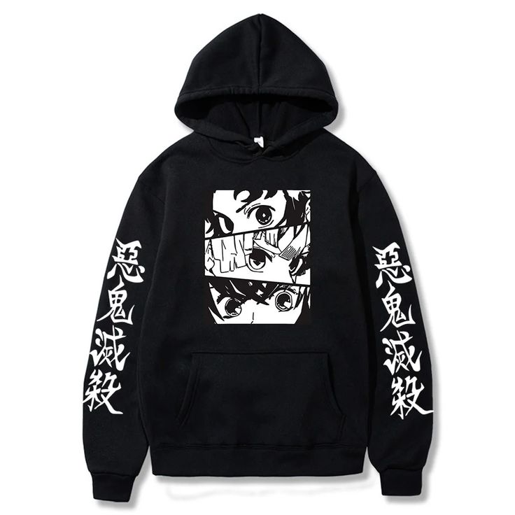 Demon Slayer Trio Eyes Black Pullover Hoodie