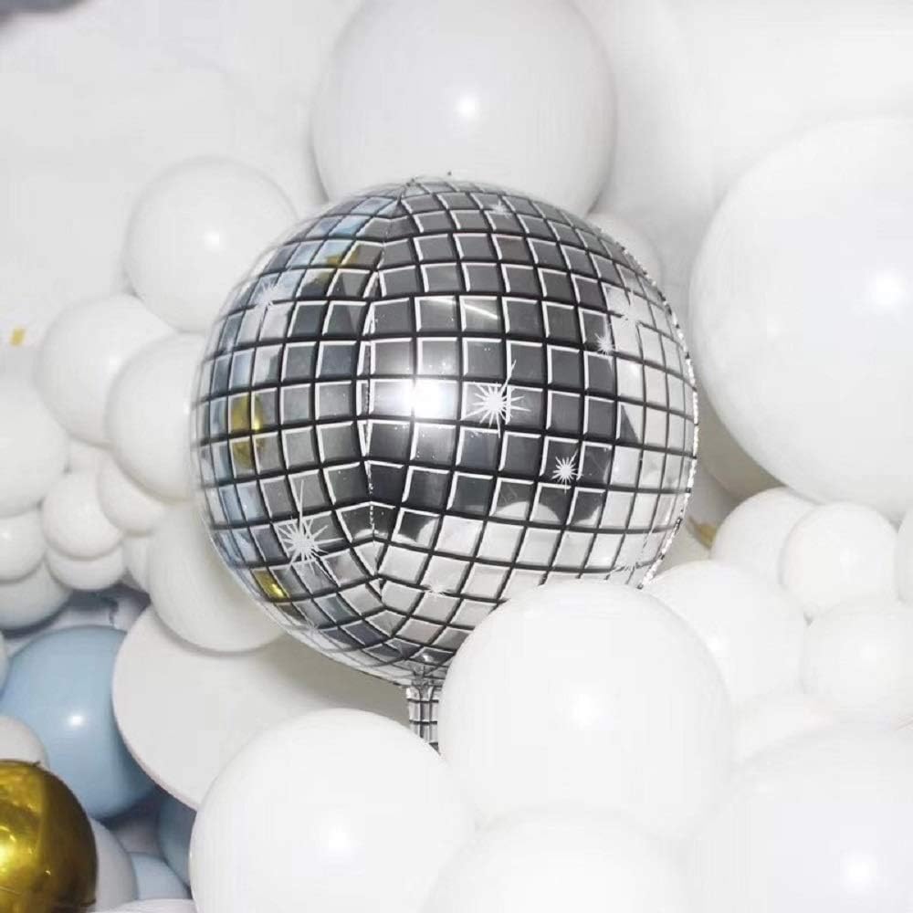 Disco 4D Silver Holographic Foil Balloons 22 Inches Disco Ball Balloons
