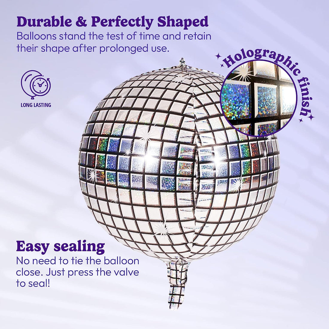 Disco 4D Silver Holographic Foil Balloons 22 Inches Disco Ball Balloons - Preppy Kids (Grand Bazaar)