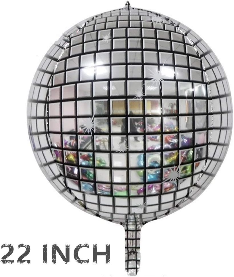 Disco 4D Silver Holographic Foil Balloons 22 Inches Disco Ball Balloons