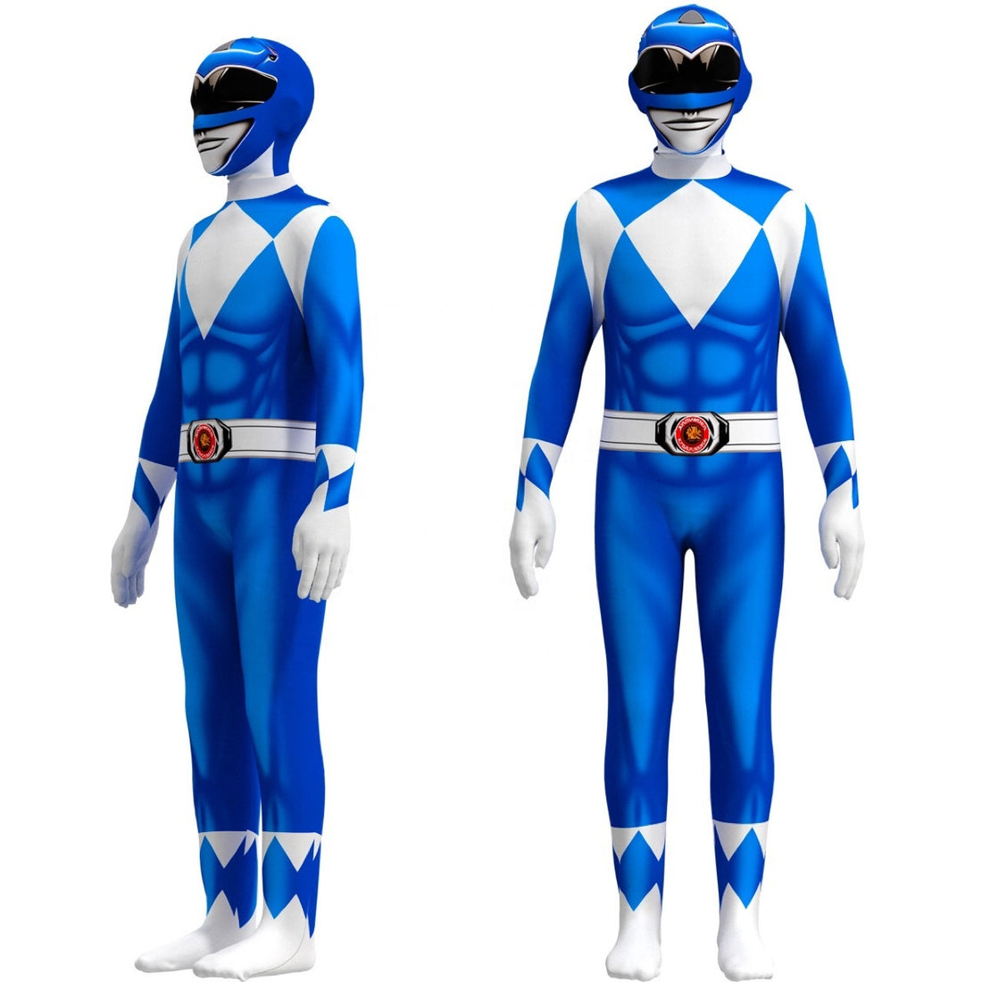 Power Rangers BLUE Mighty Morphin Cosplay Costume