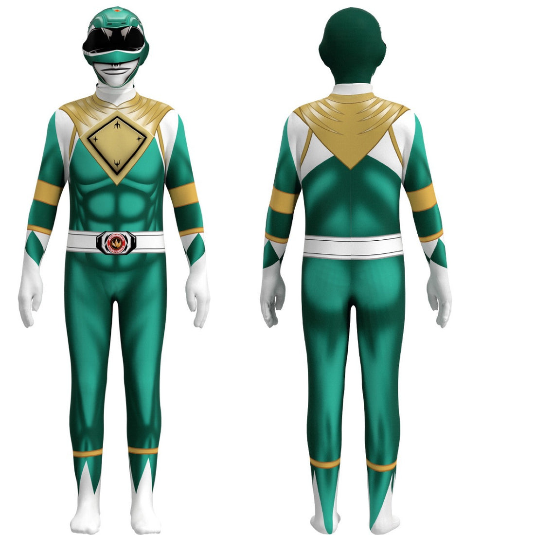 Power Rangers GREEN Mighty Morphin Cosplay Costume