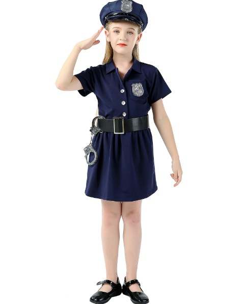 Police woman girl female Costumes  (Ages 3 to 7 years old) Officer