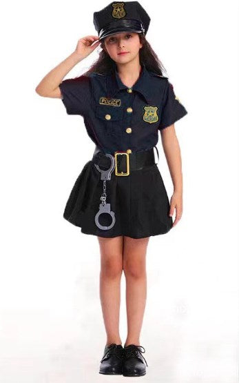 Police woman skirt and top girl female Costumes  (Ages 3 to 8 years old Officer