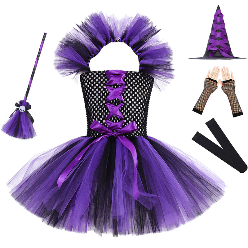 Halloween Girls Purple Little Witch Costume with accessories