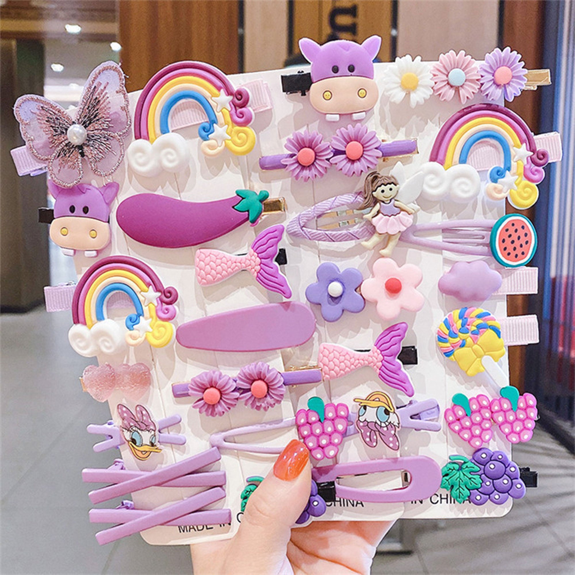 14Pcs Little Girls Princess Hairpins Sweet Style Baby Animal/Flower Decoration Bangs Clip Set Lovely Children Hair Accessories