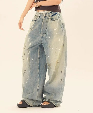 Female Distressed Wide Baggy Jeans