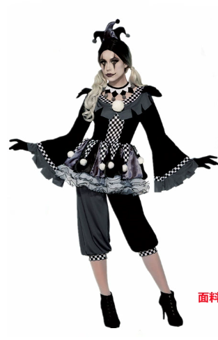 Black and White Female Jester Cosplay Costume