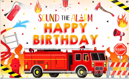 FIRETRUCK Party Decoration Package With Backdrop