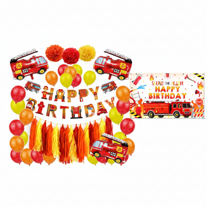 FIRETRUCK Party Decoration Package With Backdrop
