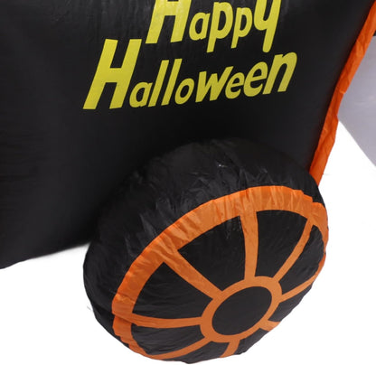 Inflatable Ghost Pushing Pumpkin Cart Decoration,6ft