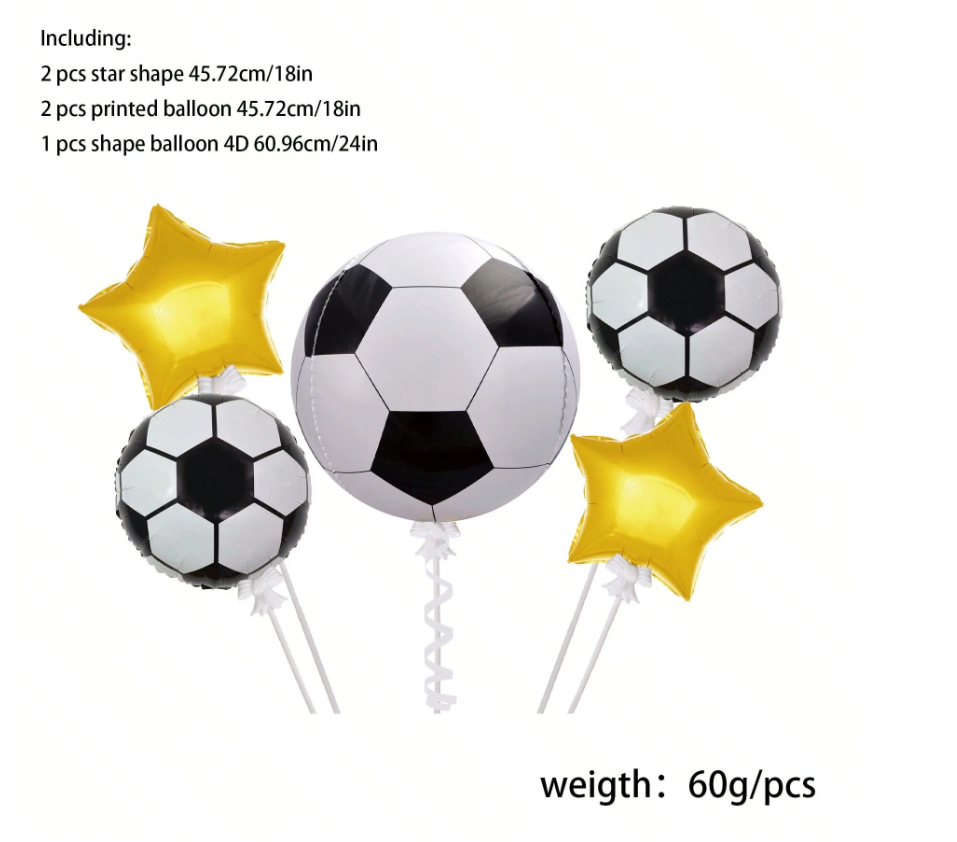 Football 5pc Foil Balloon with gold Stars