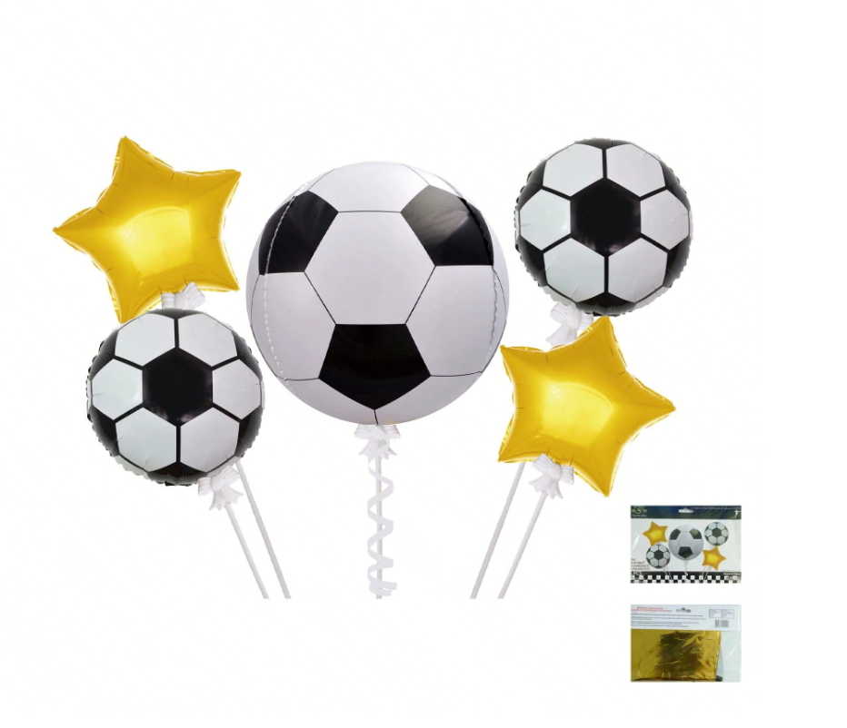 Football 5pc Foil Balloon with gold Stars