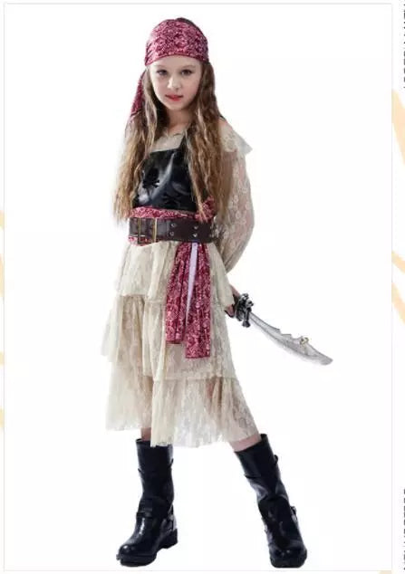 Girls Pirate Dress  Costume Cosplay Halloween Carnival Kids