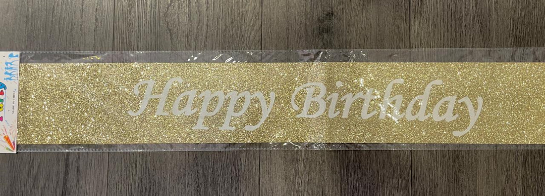 Glitter Gold Happy Birthday Sash