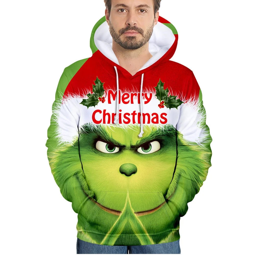 Grinch Merry Christmas Zipper 3D Hoodie Preppy Kids Grand Bazaar