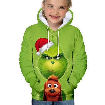 Grinch Hat and Dog Zipper 3D Hoodie