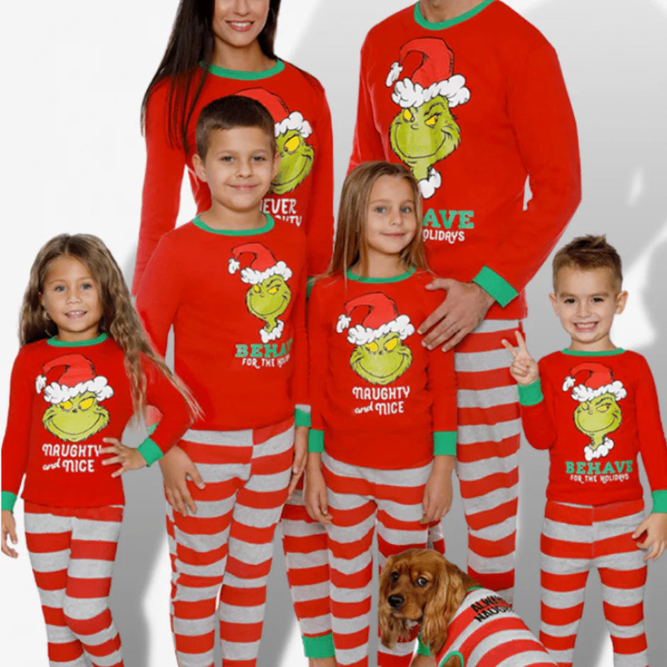 Grinch Behave for the Holidays  Christmas Pajamas Kids and Adults Pyjamas