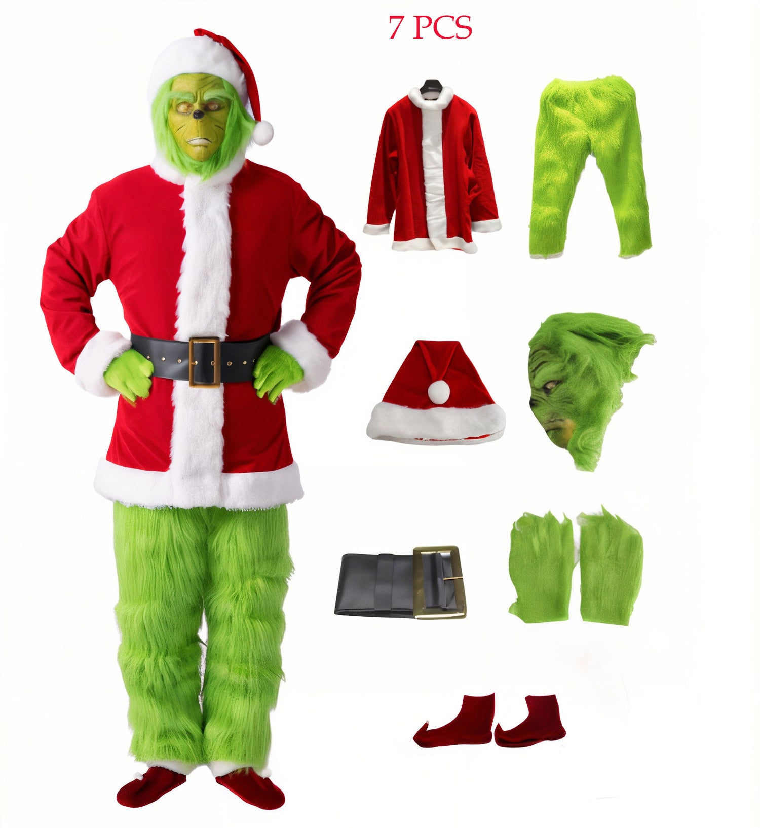 Grinch Costume Adult Size (7 pc)