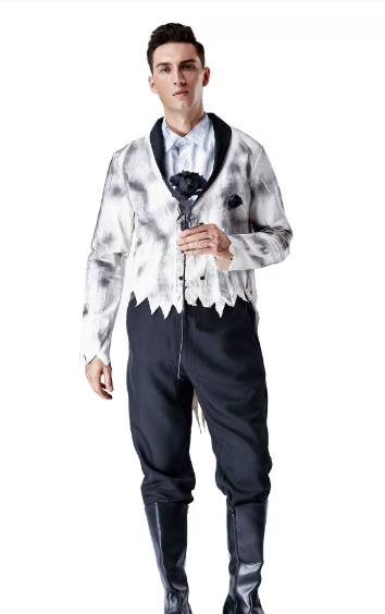 Adult Zombie Groom Cosplay Costume Married Man