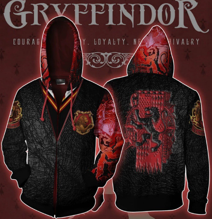 Harry Potter Gryffindor Ver 2 3D Zipper Hoodie