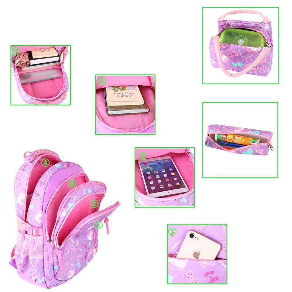 WEIBO Girls Waterproof Backpack set (3PC) Multi