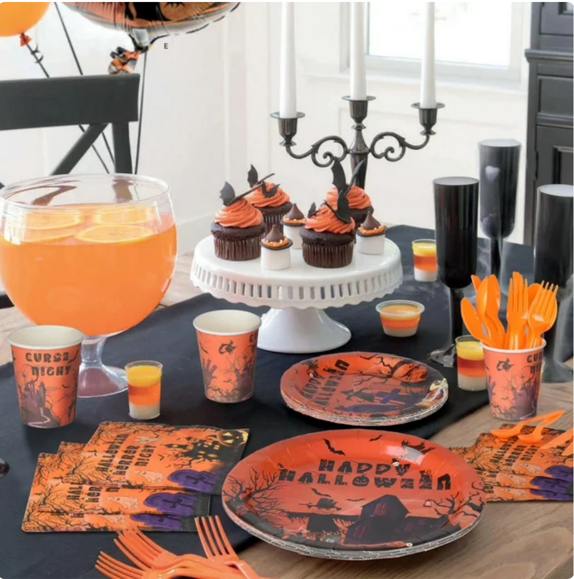 Halloween Party Decoration  Tableware Package plates cups knives forks spoons tablecloth
