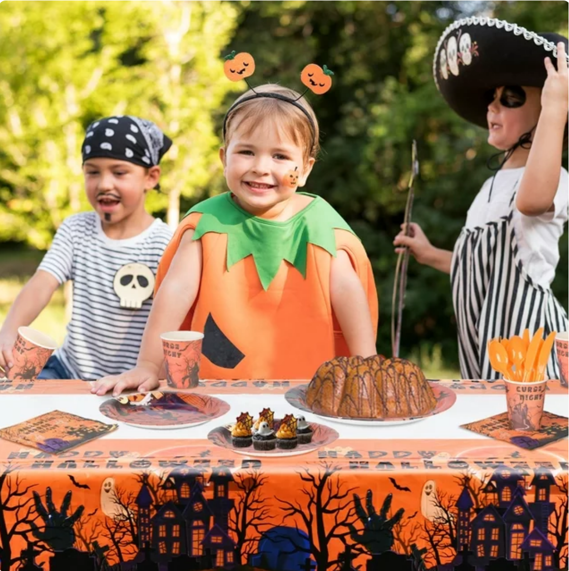 Halloween Party Decoration  Tableware Package plates cups knives forks spoons tablecloth
